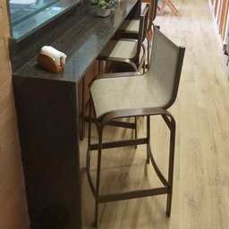 Banqueta de Alumínio para Área Externa Banco para Balcão Bar Marrom Bege - 2