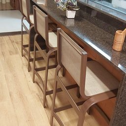 Banqueta de Alumínio para Área Externa Banco para Balcão Bar Marrom Bege - 3