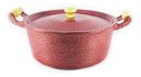 Ver imagem 1 de Caçarola Panela Reta Craqueada De Alumínio Alça Madeira 20cm - Vermelho