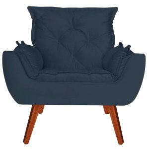 Poltrona Opala Decorativa Suede Azul Marinho - Kasa Sofá