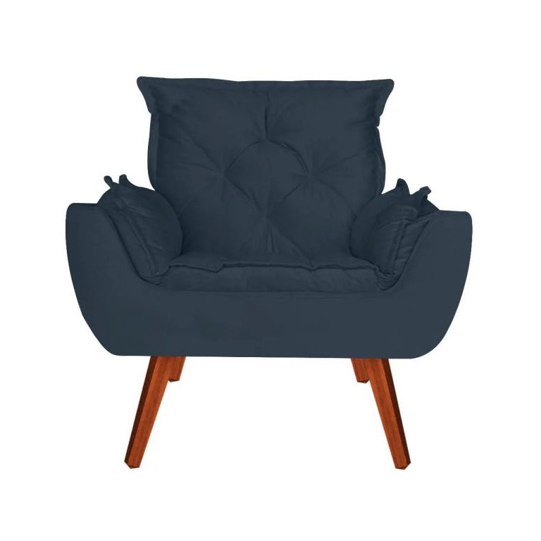 Poltrona Opala Decorativa Suede Azul Marinho - Kasa Sofá