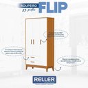 Ver imagem 3 de Guarda Roupa Infantil Flip 3 Portas com Cômoda Gaveteiro Infantil Flip Branco Acetinado Savana - Rel
