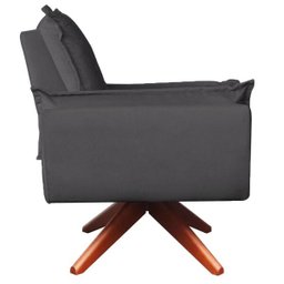 Poltrona Opala Base Giratória de Madeira Amamentação Suede Cinza - D'Rost - 2