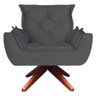 Poltrona Opala Base Giratória de Madeira Amamentação Suede Cinza - D'Rost - 1