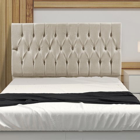 Cabeceira Casal 1,60m Madrid Suede Bege Dal Poz Estofados