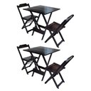Ver imagem 1 de Kit 2 Conjuntos de Mesa Dobravel com 2 Cadeiras de Madeira 70x70 Ideal para Bar e Restaurante - Taba