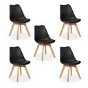 Ver imagem 2 de Kit 5 Cadeiras Eames Wood Leda Preta Polipropileno Base Madeira