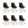 Kit 6 Cadeiras Eames Wood Leda Design - Preta - 1