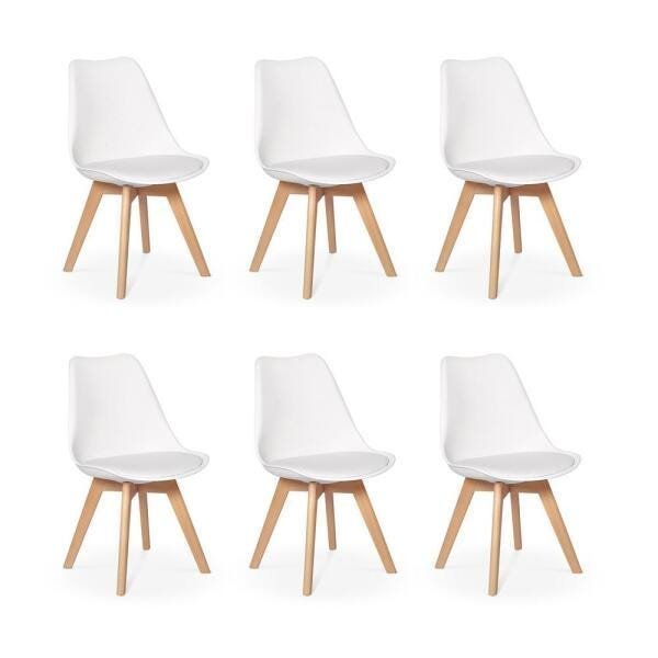 Kit 6 Cadeiras Eames Wood Leda Design - Branca