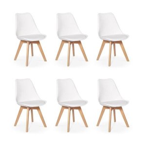 Kit 6 Cadeiras Eames Wood Leda Design - Branca