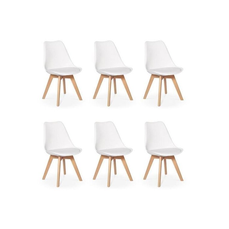 Kit 6 Cadeiras Eames Wood Leda Design - Branca