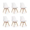 Kit 6 Cadeiras Eames Wood Leda Design - Branca - 1