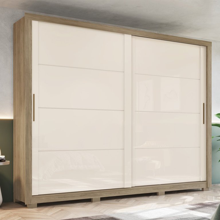 Guarda-Roupa de Casal 2 Portas Deslizantes 4 Gavetas Palace Henn