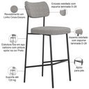 Ver imagem 4 de Kit 03 Banquetas Alta Bar Cozinha Sala de Jantar Preto Melina L02 Linho Cinza Escuro - Lyam Decor