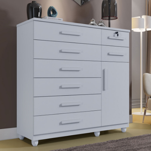 Cômoda New Vitória 8 Gavetas 1 Porta Benetil Móveis - Branco