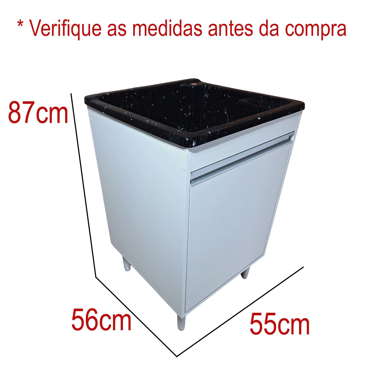 Tanque de Fibra Grande 40l com Gabinete Mdf 55cm Montado - 2