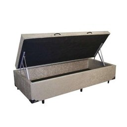 Base Cama Box Baú Solteiro Suede Bege Rc Sono Leve 42x88x188 - 1