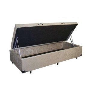 Base Cama Box Baú Solteiro Suede Bege Rc Sono Leve 42x88x188