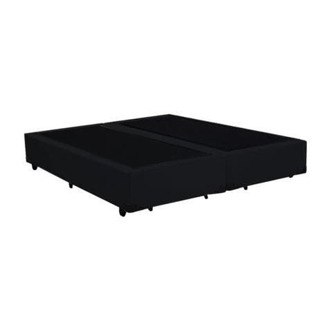 Base Cama Box Bipartido Casal Suede Preto Rc Sono Leve 38x138x188