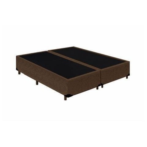 Base Cama Box Bipartido Casal Suede Marrom Rc Sono Leve 38x138x188