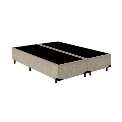 Base Cama Box Bipartido Casal Suede Bege Rc Sono Leve 38x138x188