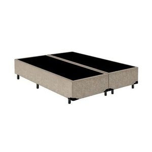 Base Cama Box Bipartido Casal Suede Bege Rc Sono Leve 38x138x188