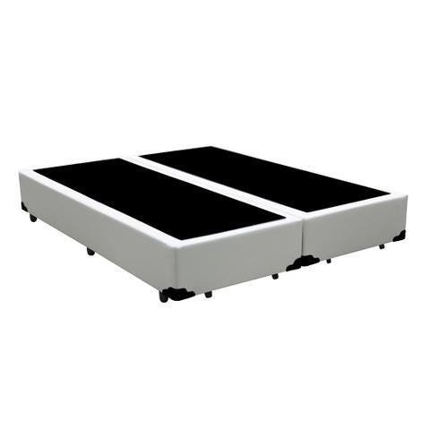 Base Cama Box Bipartido Casal Sintético Branco Rc Sono Leve 38x138x188