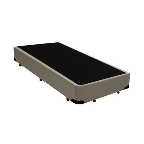Base Cama Box Solteiro Suede Bege Rc Sono Leve 38x88x188