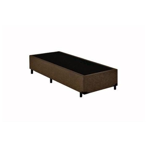 Base Cama Box Solteiro Suede Marrom Rc Sono Leve 38x88x188