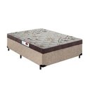 Ver imagem 1 de Cama Box Casal Colchão Espuma D33 Bordado + Box Suede Bege Rc Sono Leve 52x138x188