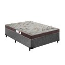 Ver imagem 1 de Cama Box Casal Colchão Espuma D33 Bordado + Box Suede Cinza Rc Sono Leve 52x138x188