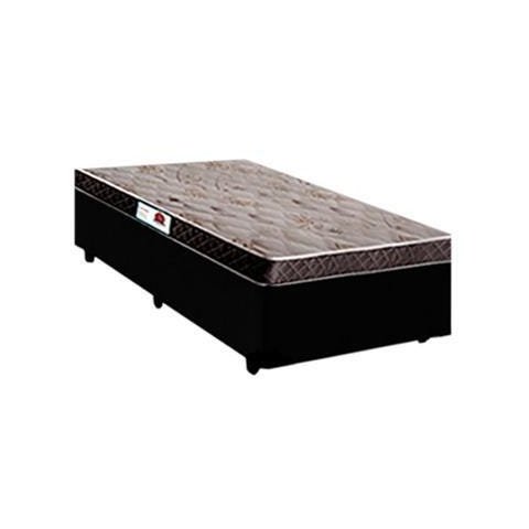Cama Box Solteiro Colchão Espuma D33 Bordado + Box Sintético Preto Rc Sono Leve 52x88x188