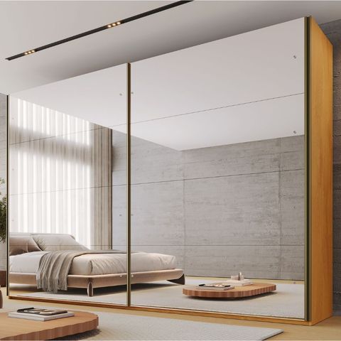 Guarda Roupa Samara 2 Portas Flutuantes 100 MDF com 02 Espelhos - Móveis Europa