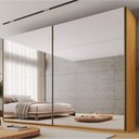 Ver imagem 1 de Guarda Roupa Samara 2 Portas Flutuantes 100 MDF com 02 Espelhos - Móveis Europa