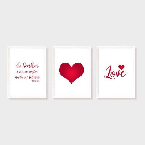 Kit Três Quadros O Senhor é o meu pastor, nada me faltará