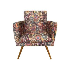 Poltronas Nina Com Pés Em Madeira Suede Mosaico - SA Móveis
