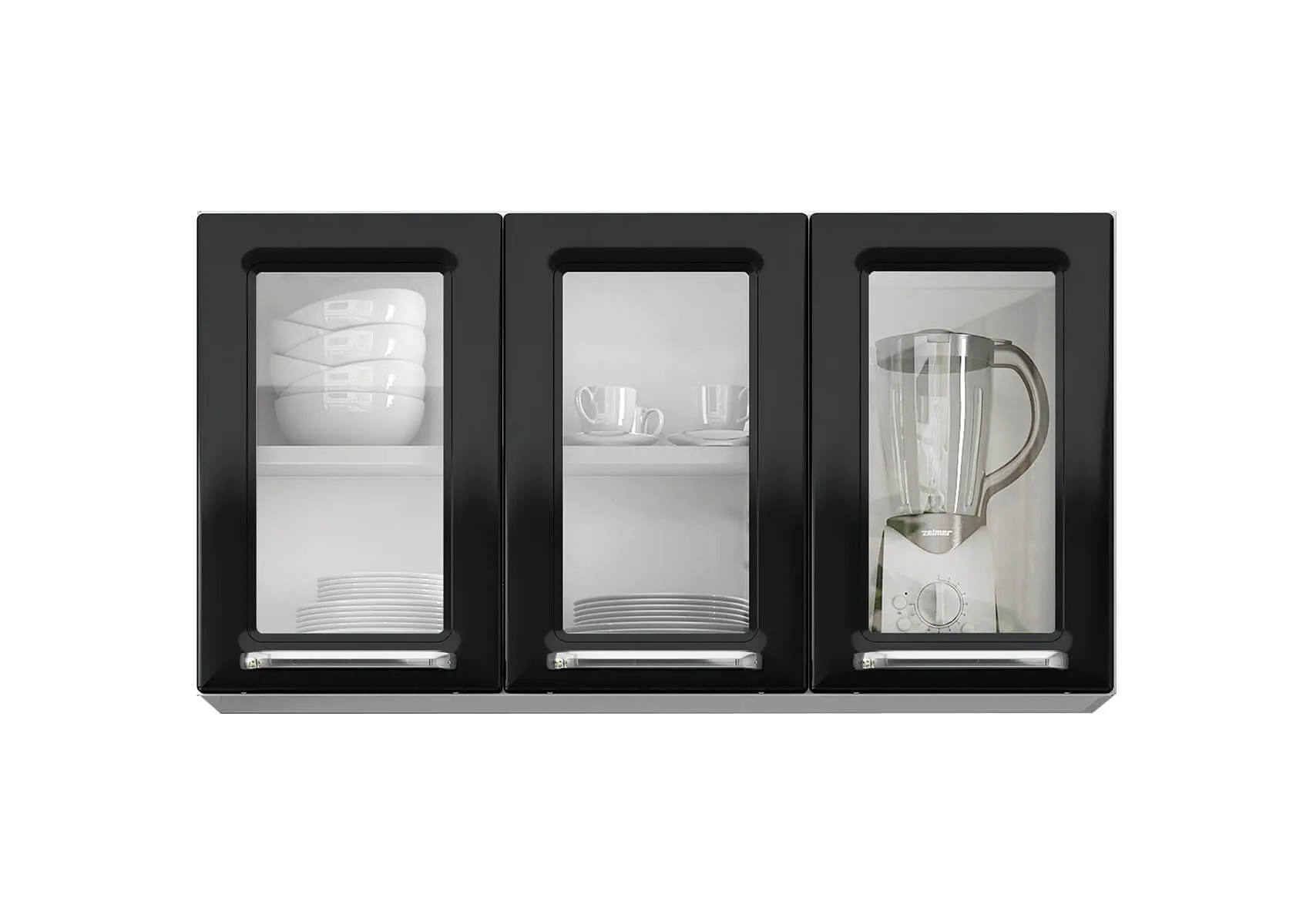 Armário Aéreo de Cozinha Itatiaia Branco 105cm 3 Portas com Vidro Luce