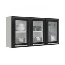 Armário Aéreo de Cozinha Itatiaia Branco 105cm 3 Portas com Vidro Luce - 2