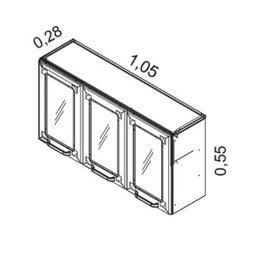 Armário Aéreo de Cozinha Itatiaia Branco 105cm 3 Portas com Vidro Luce - 4