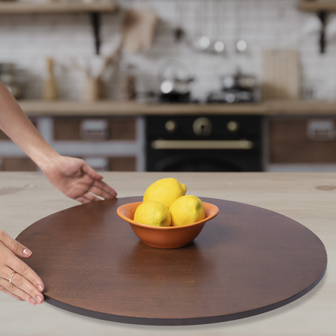 Prato Giratório para Servir Sobrepor Mesa de Jantar 80 Cm Castanho