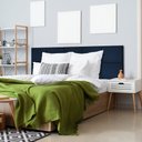 Ver imagem 2 de Cabeceira Painel para Cama Box Casal Queen Tecido Veludo - Azul