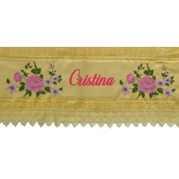 Jogo de Toalhas de Banho e Rosto bordadas. Estampa: Rosas e Botões. Cor: Amarelo. Dohler Artesanalle - 4