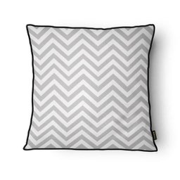 Capa para Almofada Velveteen com Cordonê 43x43cm - Belchior - Cinza/ Zigzag - 1