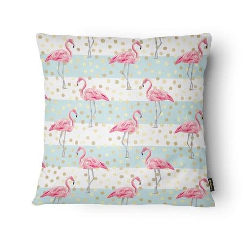 Capa para Almofada Realce 43x43cm - Belchior - Verde/ Flamingo