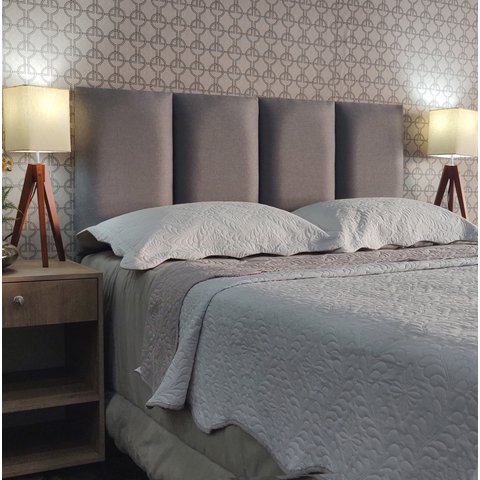 Cabeceira Queen Estofada V4 Linho Cinza 160 X 60 Rbl