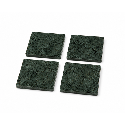 Porta Copos em Mármore Verde Guatemala - Kit com 4 Unidades