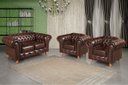 Ver imagem 2 de Conjunto De Sofá Luís Xv 2 Lugares + 2 Poltronas Chesterfield Capitonê - Couríssimo Marrom Café