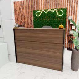 Balcão Atendimento Recepção Consultório 1400x600 com Gaveteiro Netmobil - Nogal - 3