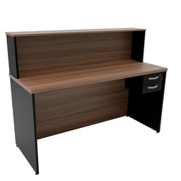 Balcão Atendimento Recepção Consultório 1400x600 com Gaveteiro Netmobil - Nogal - 5