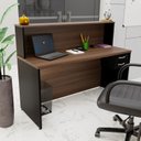 Ver imagem 2 de Balcão Atendimento Recepção Consultório 1400x600 com Gaveteiro Netmobil - Nogal